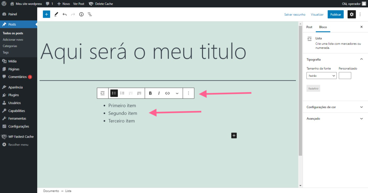 Wordpress completo aprenda a usar o editor gutenberg do wordpress passo8