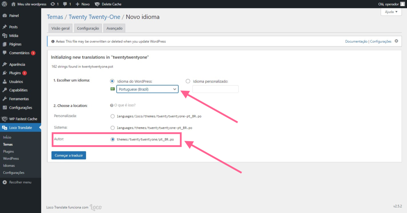Wordpress completo traduza seu wordpress tema e plugins de uma forma rapida e facil passo6